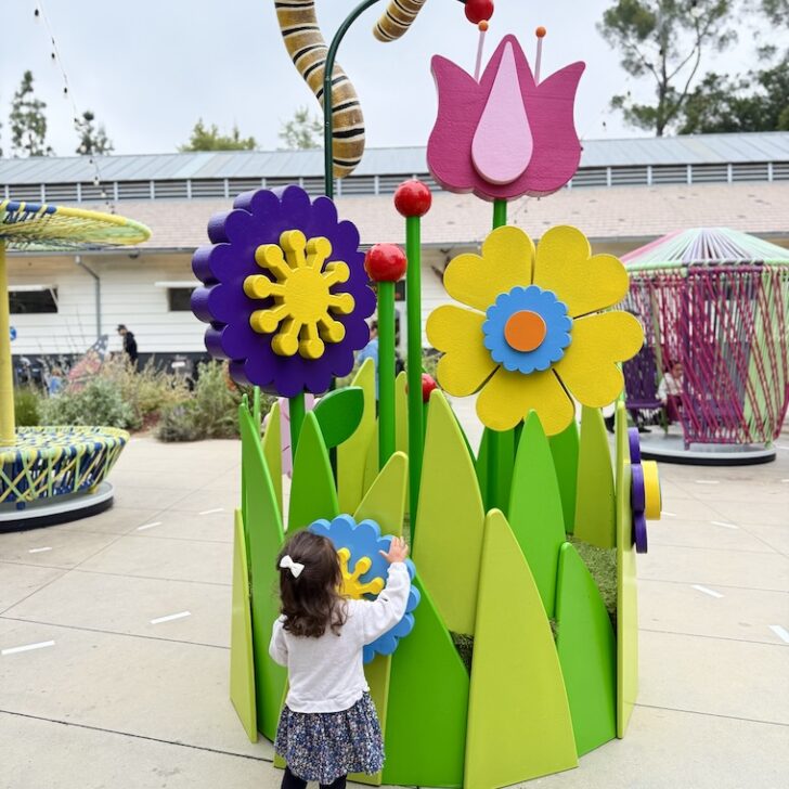 colorful flower sculpture at Kidspace Museum