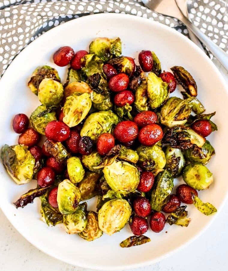 Balsamic Glazed Brussels Sprouts with Grapes