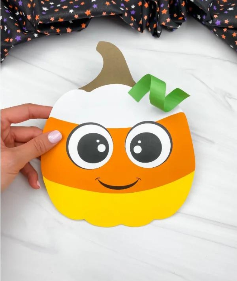 Candy Corn Pumpkin Craft For Kids [Free Template]