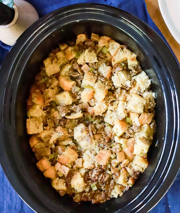 Crock Pot Stuffing with Sausage and Apples