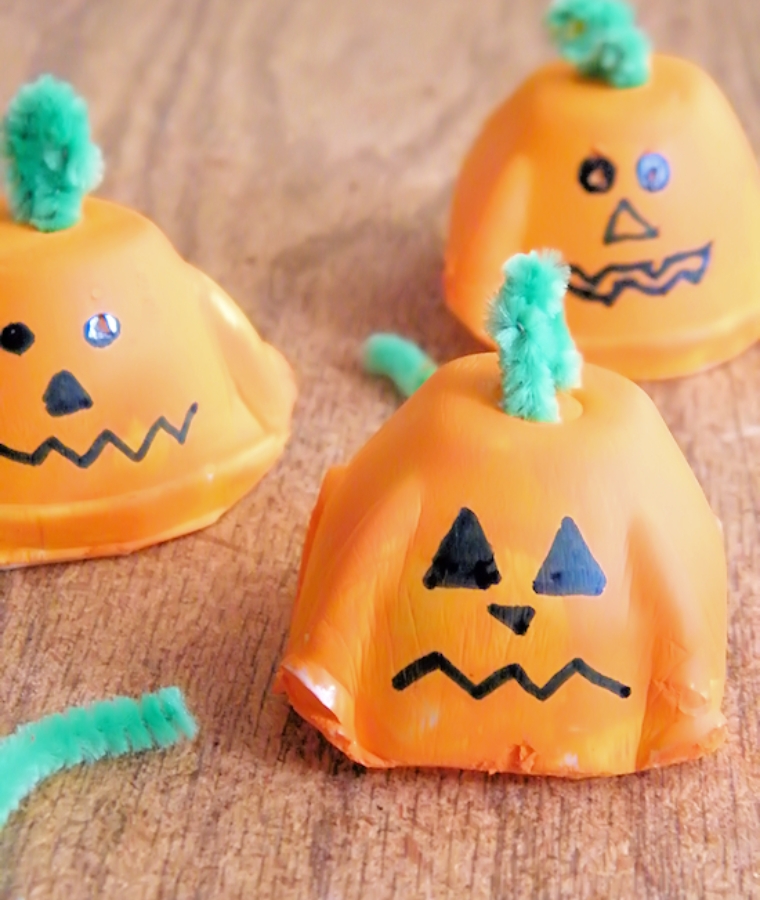 Egg Carton Pumpkin Faces