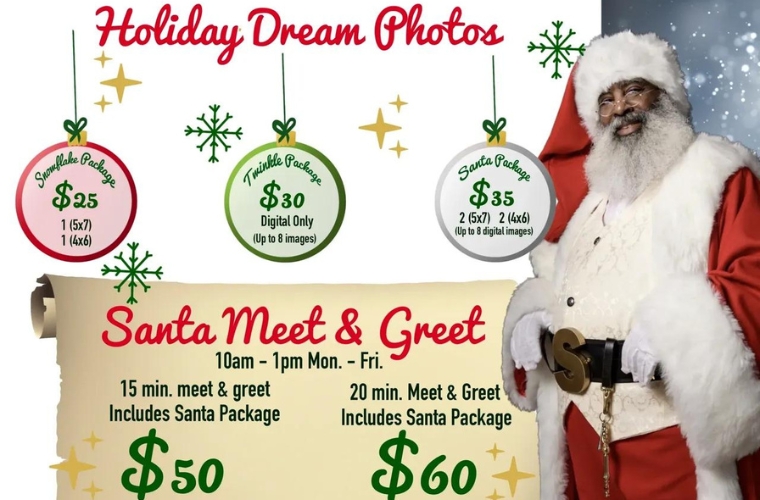 photos with Black Santa at Baldwin Hills Crenshaw Plaza