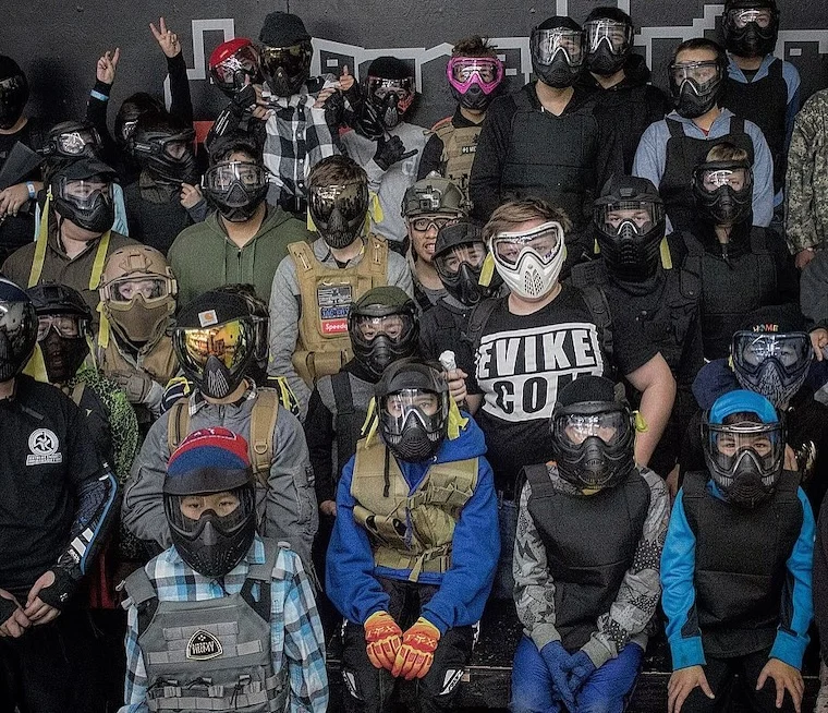 group of kids in masks and gear ready to play paintball from Tac city airsoft
