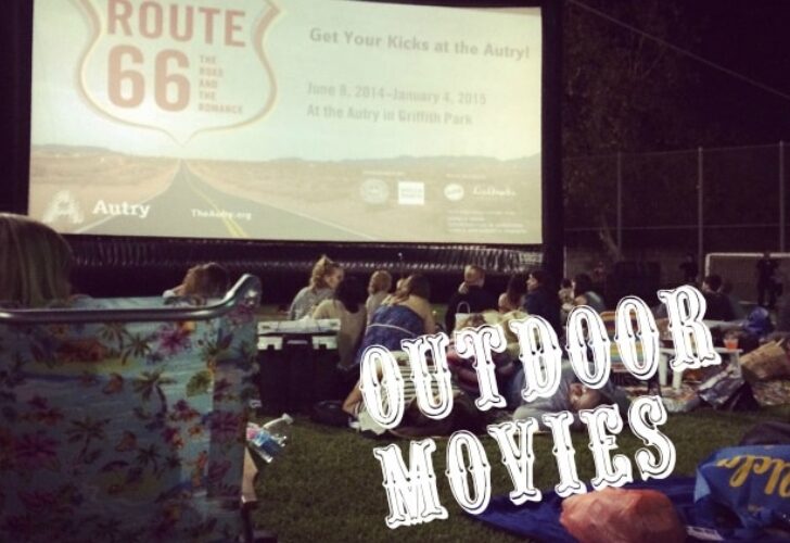 movie screen set up outdoors in Los Angeles