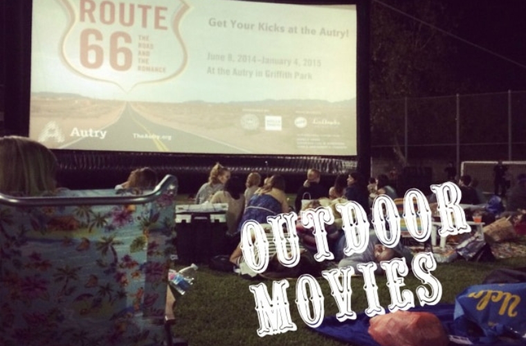 movie screen set up outdoors in Los Angeles